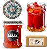 KADAX Set di 8 barattoli in Vetro 500ml Ø82 - Tappo a Vite Twist-off ermetico, per Conserve, sottaceti, fermentazione e omogeneizzati