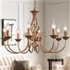 JIINOO Lampadario Vintage Bronzo Country Francese 8 Luci in Metallo, 70 cm | Lampada a Sospensione Rustica, Catena Regolabile 90 cm, Stile Francese per Cucina Isola, Sala da Pranzo, Soggiorno e Camera