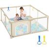 Dripex Box per Bambini Recinto Neonato - Small - Marrone | 124 x 124 cm Rete Traspirante Tessuto Oxford 210D, 2 Anelli di Gioco
