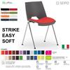 SEIPO STRIKE SOFT SE0010C Sedia IMPILABILE 4 gambe in acciaio cromato schienale seduta monoscocca sedile imbottito SEIPO ECOPELLE D2