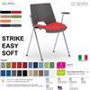 SEIPO STRIKE SOFT SE0011C Sedia IMPILABILE 4 gambe acciaio cromato monoscocca sedile imbottito braccioli SEIPO TESSUTO V