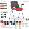 SEIPO STRIKE SOFT SE0011C Sedia IMPILABILE 4 gambe acciaio cromato monoscocca sedile imbottito braccioli SEIPO ECOPELLE D2