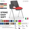 SEIPO STRIKE SOFT SE0012C Sedia IMPILABILE 4 gambe acciaio cromato monoscocca sedile imbottito tavoletta SEIPO ECOPELLE D2