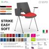 SEIPO STRIKE SOFT SE0013C Sedia IMPILABILE 4 gambe acciaio cromato monoscocca sedile imbottito braccioli e tavoletta SEIPO TESSUTO V