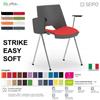 SEIPO STRIKE SOFT SE0013C Sedia IMPILABILE 4 gambe acciaio cromato monoscocca sedile imbottito braccioli e tavoletta SEIPO ECOPELLE D2