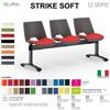 SEIPO STRIKE SOFT SE0022N Panca 3 posti struttura verniciata nera monoscocca polypropylene seduta imbottita SEIPO ECOPELLE D2