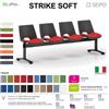 SEIPO STRIKE SOFT SE0023N Panca 4 posti struttura verniciata nera monoscocca polypropylene seduta imbottita SEIPO ECOPELLE D2