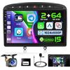 Ohradio Autoradio Android 15 9 per Peugeot 308 2007-2015 Wireless CarPlay | 2G+64G. Anche per Peugeot 408 2007-2015. Android Auto, GPS, WiFi, FM/RDS, Retrocamera, MIC