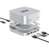 AKKYAJAURE Docking Station per Mac Mini M4/M4 Pro, 10 in 1 Hub e supporto in alluminio con custodia SSD M.2 NVMe,10 Gbps USB-A*2, lettori di schede SD/TF, USB 2.0