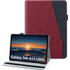 laddutoi Cover per Samsung Galaxy Tab A11 Plus 2025/A9+ 2023 11, Rosso | Custodia per SM-X230/X210 in PU Pelle, Supporto Stand, Slot per Schede, Protettiva Flip Folio Tablet Cover Case
