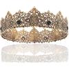 LEEMASING King Men Gold Tiara Corona Imperiale Medievale Fascia Cristallo Concorso Costumi per Matrimonio Halloween Faire Compleanno
