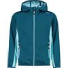CMP - Giacca in light softshell da bambini con cappuccio fisso, Deep Lake-Acqua, 104