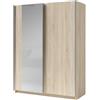 Meublorama Armadio con 2 Porte scorrevoli con Specchio - Collezione GOZU - Colore Quercia Sonoma - 150 x 198 x 62 cm