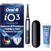 Oral-B iO 3 Spazzolino Elettrico, 1 Testina, Custodia, Dentifricio, Nero | 1 Testine di Ricambio per Spazzolino Elettrico, Ricaricabile, Custodia + 1 Dentifricio Pro-Expert Sbiancante Delicato