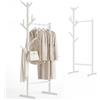 Shally Dogan Stand Appendiabiti Attaccapanni Bianco in Legno Bambù con 8 Ganci 65x40x170 cm