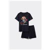 Tezenis Pigiama Corto Cotone Bimbo Stampa Superhero Bambino Nero
