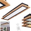 hofstein Plafoniera LED Salmi, lampada da soffitto dimmerabile in metallo/MDF/plastica in nero/look legno/bianco, (80 cm x 20 cm), dimmerabile, 3600 lumen, 3000 K, LED 36 Watt
