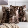 Madizz 2 Pezzi Federe in Lana Corta Pile Velluto Copricuscini Morbido Decorativo Fodere per Cuscino Lusso Stile per Divano Camera da Letto Marrone Misto Maculato Quadrate 65x65 cm