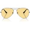 Ray-Ban Occhiali da Sole RB3025 004/R6 Aviator Gunmetal/Giallo Unisex 58/14/135