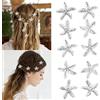 DEARBAG 10 Mini Fermagli per Capelli con Stella Marina, in Metallo, Graziosi Fermagli con Strass per Capelli per Donne e Ragazze, per Matrimoni e Occasioni Speciali (Bianco) (Opzione B)