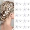 DEARBAG 20 Mini Fermagli per Capelli con Fiori Bianchi e Strass in Metallo, Graziosi Fermagli per Capelli con Perle per Donne e Ragazze, per Matrimoni e Occasioni Speciali (4 Motivi) (Bianco) (Opzione A)