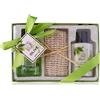 Accentra - Set doccia da donna, set regalo Olive in bella confezione regalo, set per la cura di 3 pezzi con gel doccia, lozione per il corpo e asciugamano in sisal, set regalo benessere per compleanno
