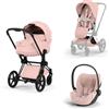 Cybex Platinum - Trio Cybex Platinum Style 2026 Priam Matt Black Peach Pink con Cloud T Plus