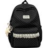 Generico Zaino a pois, zaino con pizzo e pendente con ciondolo | Borsa da scuola a pois, zaino donna in nylon estetico per laptop, viaggio quotidiano grande capacità, zaino casual leggero