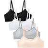 Adorel Reggiseni Sportivi in Cotone Intimo Imbottito Ragazza Confezione da 4 Nero Bianco Grigio Beige 12-16 Anni