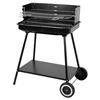 AKTIVE Barbecue portatile carbone, 55x43x82 cm, griglie in acciaio inox e regolabile 4 altezze di arrosto, pareti laterali antivento, vassoio ausiliario, 2 ruote, maniglia per il trasporto (63108)