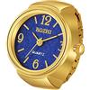 JewelryWe Orologio da dito da uomo e donna con elastico rotondo,anello orologio al quarzo semplice,regalo