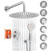 VEVOR Sistema Doccia a Pioggia per Bagno con Soffione Tondo 254 mm e Doccetta, Set di Rubinetti da Doccia a Parete, con Valvola in Ottone e Kit di Finitura, Rubinetto Doccia, Nichel Spazzolato