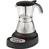 Girmi MC23 Moka elettrica Programmabile per caffè in polvere, da 1 a 3 tazze, 400W, Display LED, Timer, Mantenimento in caldo, Rotazione 360°, Nero/argento