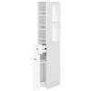 HOMCOM Mobile Colonna Bagno con 2 Cassetti, 2 Ripiani e 3 Scomparti, in Legno, 18x40x135 cm, Bianco | Aosom Italy