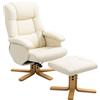 HOMCOM Poltrona Relax con Poggiapiedi e Schienale Inclinabile, Sedia Reclinabile Girevole 360°, 68x85x94 cm, Crema | Aosom Italy