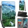 PHINIENLAND Cover per Nokia C32 / C22 custodia portafoglio Foresta | 3 scomparti carte, 1 tasca banconote, Chiusura magnetica, Supporto, Pelle PU flip cover per Nokia C32 / C22