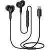 Guguearth Auricolari per iPhone 14,Cuffie per iPhone 13,MFi Certified Magnetico Hi-Fi Stereo in-Ear Auricolari iPhone, Cuffie iPhone con Filo con microfono Compatibili per iPhone 14 13 13Pro 12 11 X XR(Nero)
