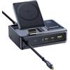 Baseus NOMOS 5 in 1 Stazione di Ricarica, 140W Caricatore con MagSafe Qi2.0(15W), Cavo Retrattile Tipo C, 2 USB-C, 1 USB-A, Display Digitale, per iPhone/MacBook/Samsung