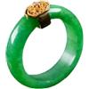 yigedan Anello di giada naturale donna felicità liscio verde nastro anello corona oro
