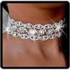 Prosy - Collana girocollo con cristalli scintillanti, color argento, con strass, regolabile, per donne e ragazze