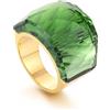 IMINI Anello da donna in acciaio inossidabile placcato oro con cristalli di vetro, alla moda, con zirconia cubica, splendido e grande, per cocktail party e compleanni