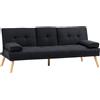 EasyComfort Divano Letto 3 Posti Reclinabile con Rivestimento Effetto Lino e Tavolino a Ribalta, Grigio