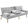 Easycomfort Divano Letto 3 Posti Stile Scandinavo Reclinabile con Tavolino a Ribalta, 181x77x88 cm, Grigio