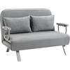 EasyComfort Divano Letto Singolo in Finta Pelle con Seduta Regolabile in 5 Posizioni, 105x80x78 cm, Grigio Chiaro