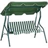 EasyComfort Dondolo 3 Posti con Tettuccio Regolabile e Cuscini, in Acciaio e Poliestere, 170x110x153 cm, Verde e Bianco