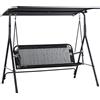 Easycomfort Dondolo da Giardino Terrazza 3 Posti con Tettuccio Regolabile in Metallo e Texteline 172x110x155cm Nero