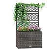 EasyComfort Fioriera con Grigliato per Rampicanti con 2 Vasi in Acciaio e Rattan PE, 57x30x107cm, Grigio