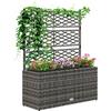 EasyComfort Fioriera con Grigliato per Rampicanti con 3 Vasi in Acciaio e Rattan PE, 84x30x107cm, Grigio