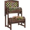 EasyComfort Fioriera da Esterno a 2 Livelli con Fori di Drenaggio e Griglia, in Legno di Abete, 42x49x80 cm, Marrone