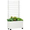 Easycomfort Fioriera Verticale con 4 Ruote e Traliccio per Piante Rampicanti in Legno, 76x30x155cm, Bianco